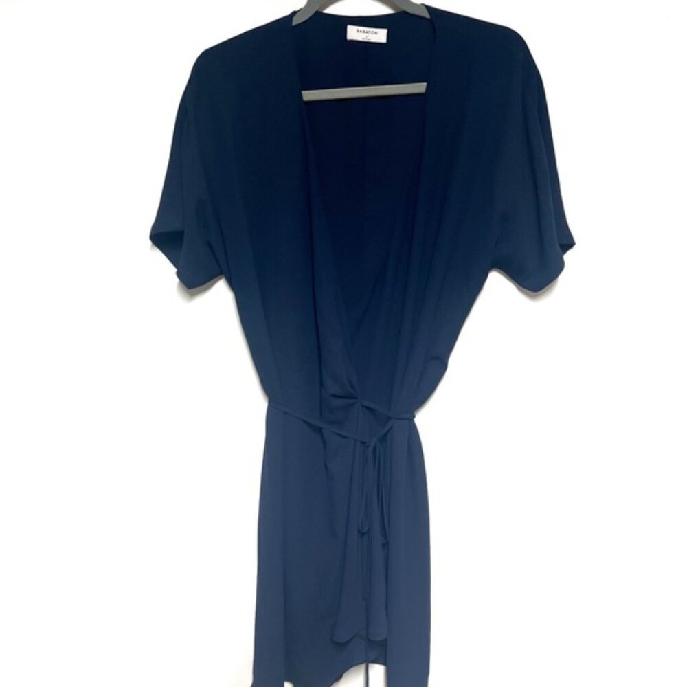 Aritzia Babaton Wallace Navy Wrap Dress Sz L - Picture 3 of 5